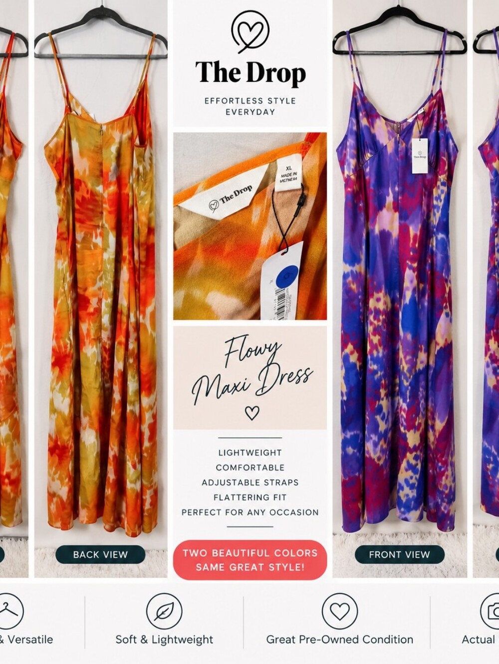 Slip Dress Sundress in Orange Tie-Dye